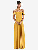 Alt View 1 Thumbnail - NYC Yellow Off-the-Shoulder Draped Neckline Maxi Dress