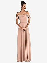 Alt View 1 Thumbnail - Pale Peach Off-the-Shoulder Draped Neckline Maxi Dress