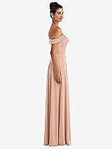 Alt View 3 Thumbnail - Pale Peach Off-the-Shoulder Draped Neckline Maxi Dress