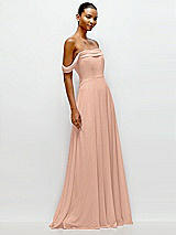 Side View Thumbnail - Pale Peach Off-the-Shoulder Draped Neckline Maxi Dress