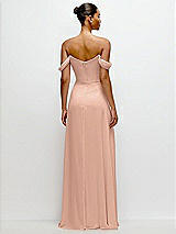 Rear View Thumbnail - Pale Peach Off-the-Shoulder Draped Neckline Maxi Dress