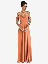 Front View Thumbnail - Sweet Melon Off-the-Shoulder Draped Neckline Maxi Dress