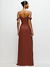 Rear View Thumbnail - Auburn Moon Off-the-Shoulder Draped Neckline Maxi Dress