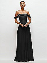 Front View Thumbnail - Black Off-the-Shoulder Draped Neckline Maxi Dress