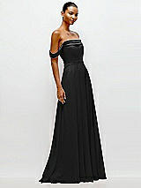 Side View Thumbnail - Black Off-the-Shoulder Draped Neckline Maxi Dress