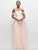 Front View Thumbnail - Blush Off-the-Shoulder Draped Neckline Maxi Dress