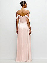 Rear View Thumbnail - Blush Off-the-Shoulder Draped Neckline Maxi Dress