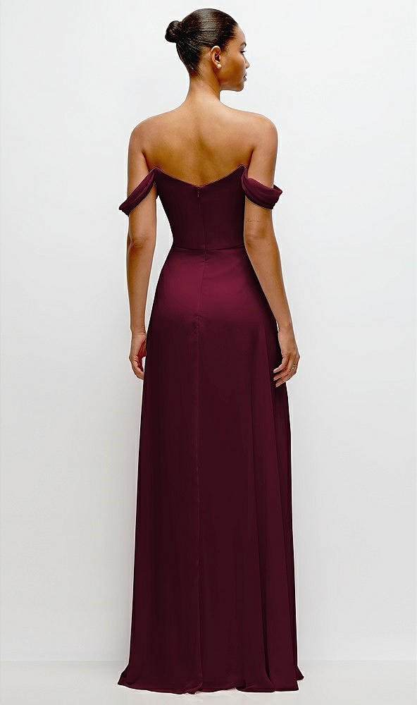 Back View - Cabernet Off-the-Shoulder Draped Neckline Maxi Dress