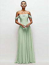 Front View Thumbnail - Celadon Off-the-Shoulder Draped Neckline Maxi Dress