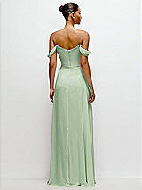 Rear View Thumbnail - Celadon Off-the-Shoulder Draped Neckline Maxi Dress