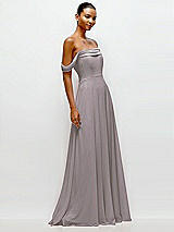 Side View Thumbnail - Cashmere Gray Off-the-Shoulder Draped Neckline Maxi Dress