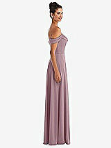 Alt View 3 Thumbnail - Dusty Rose Off-the-Shoulder Draped Neckline Maxi Dress