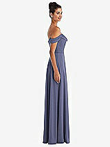 Alt View 3 Thumbnail - French Blue Off-the-Shoulder Draped Neckline Maxi Dress