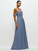 Side View Thumbnail - Larkspur Blue Off-the-Shoulder Draped Neckline Maxi Dress