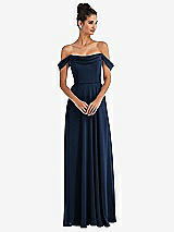 Alt View 1 Thumbnail - Midnight Navy Off-the-Shoulder Draped Neckline Maxi Dress