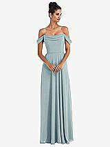 Alt View 1 Thumbnail - Morning Sky Off-the-Shoulder Draped Neckline Maxi Dress