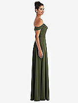 Alt View 3 Thumbnail - Olive Green Off-the-Shoulder Draped Neckline Maxi Dress