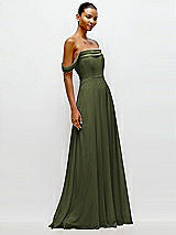 Side View Thumbnail - Olive Green Off-the-Shoulder Draped Neckline Maxi Dress