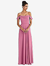 Alt View 1 Thumbnail - Orchid Pink Off-the-Shoulder Draped Neckline Maxi Dress