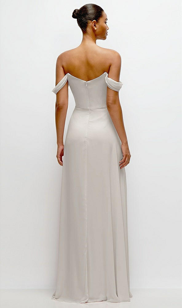 Back View - Oyster Off-the-Shoulder Draped Neckline Maxi Dress