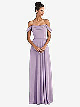 Front View Thumbnail - Pale Purple Off-the-Shoulder Draped Neckline Maxi Dress