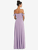 Rear View Thumbnail - Pale Purple Off-the-Shoulder Draped Neckline Maxi Dress