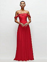 Front View Thumbnail - Parisian Red Off-the-Shoulder Draped Neckline Maxi Dress