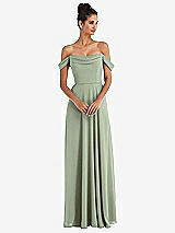 Alt View 1 Thumbnail - Sage Off-the-Shoulder Draped Neckline Maxi Dress