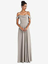 Alt View 1 Thumbnail - Taupe Off-the-Shoulder Draped Neckline Maxi Dress