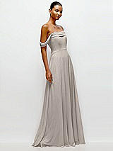 Side View Thumbnail - Taupe Off-the-Shoulder Draped Neckline Maxi Dress