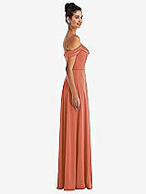 Alt View 3 Thumbnail - Terracotta Copper Off-the-Shoulder Draped Neckline Maxi Dress