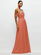 Side View Thumbnail - Terracotta Copper Off-the-Shoulder Draped Neckline Maxi Dress