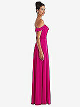 Side View Thumbnail - Think Pink Off-the-Shoulder Draped Neckline Maxi Dress