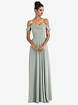 Front View Thumbnail - Willow Green Off-the-Shoulder Draped Neckline Maxi Dress