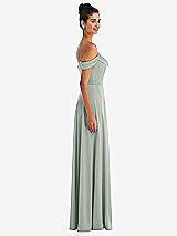 Side View Thumbnail - Willow Green Off-the-Shoulder Draped Neckline Maxi Dress