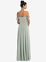 Rear View Thumbnail - Willow Green Off-the-Shoulder Draped Neckline Maxi Dress