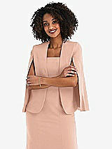 Front View Thumbnail - Pale Peach Open-Front Split Sleeve Cape Jacket