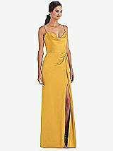 Alt View 1 Thumbnail - NYC Yellow Cowl-Neck Draped Wrap Maxi Dress with Front Slit
