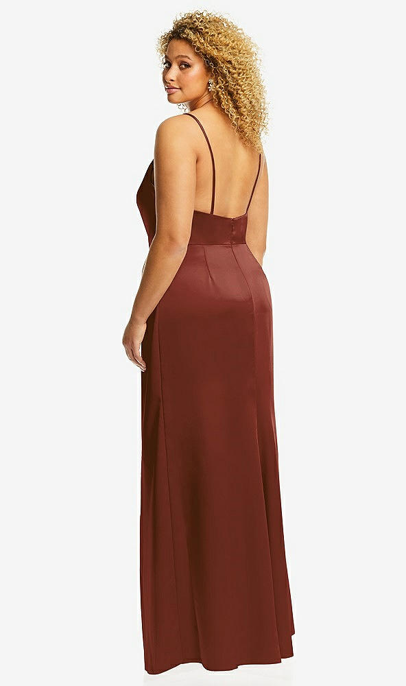 Back View - Auburn Moon Cowl-Neck Draped Wrap Maxi Dress with Front Slit