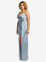 Side View Thumbnail - Mist Cowl-Neck Draped Wrap Maxi Dress with Front Slit