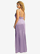 Rear View Thumbnail - Pale Purple Cowl-Neck Draped Wrap Maxi Dress with Front Slit
