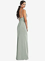 Alt View 3 Thumbnail - Willow Green Cowl-Neck Draped Wrap Maxi Dress with Front Slit