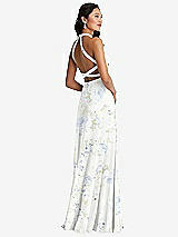 Front View Thumbnail - Bleu Garden Stand Collar Halter Maxi Dress with Criss Cross Open-Back