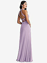Front View Thumbnail - Pale Purple Stand Collar Halter Maxi Dress with Criss Cross Open-Back