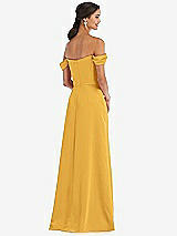 Alt View 3 Thumbnail - NYC Yellow Draped Pleat Off-the-Shoulder Maxi Dress