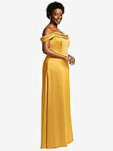 Side View Thumbnail - NYC Yellow Draped Pleat Off-the-Shoulder Maxi Dress