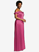 Side View Thumbnail - Tea Rose Draped Pleat Off-the-Shoulder Maxi Dress