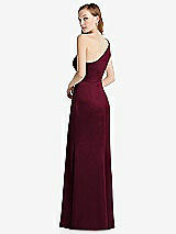 Rear View Thumbnail - Cabernet Shirred One-Shoulder Satin Trumpet Dress - Maddie