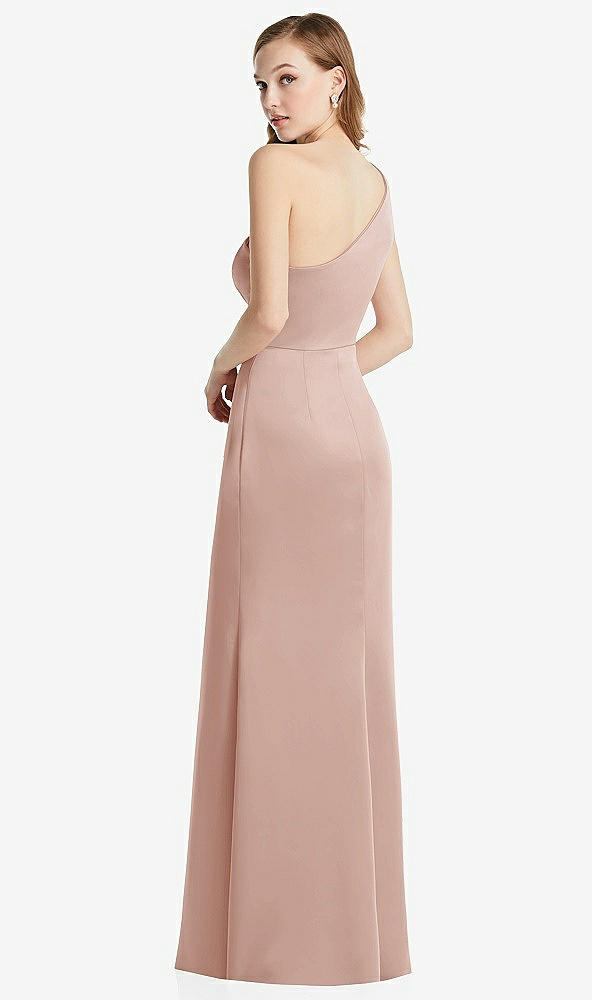 Back View - Toasted Sugar Shirred One-Shoulder Satin Trumpet Dress - Maddie