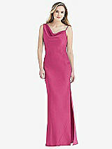 Front View Thumbnail - Tea Rose Asymmetrical One-Shoulder Cowl Maxi Slip Dress